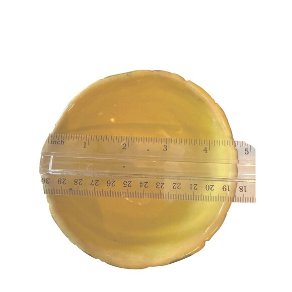 Handcrafted Ceramic Bowl By Calab Warne(r?) With Green & Yellow Glaze - Picture 5 of 5